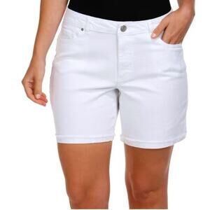 D.Jeans Women's 7"‎ Mid Rise Recycled Twill Midi Shorts in Blinding White 12 $49